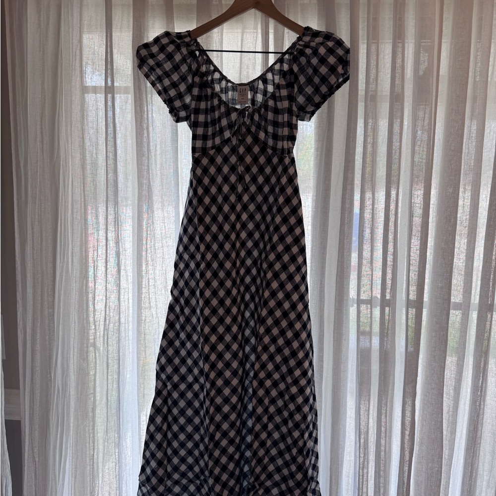 Gap x DOEN 100% Linen Gingham Midi Dress